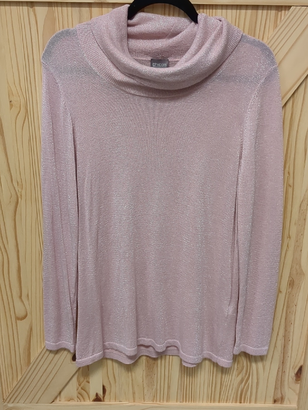 Chico's Light Pink Sparkly Cowl Neck Sweater